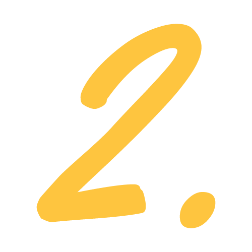 Hand-drawn yellow number two on white background